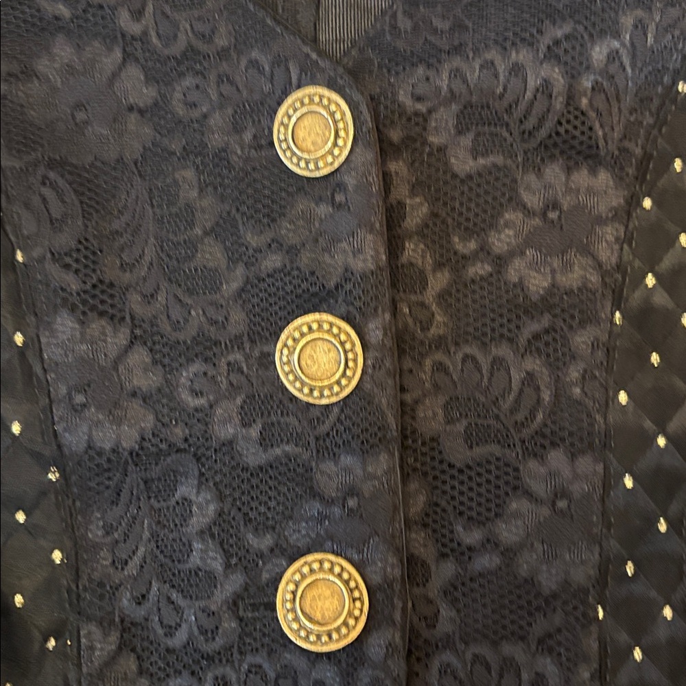 Cach Mixed Media Leather Patchwork Vest Black Vel… - image 3